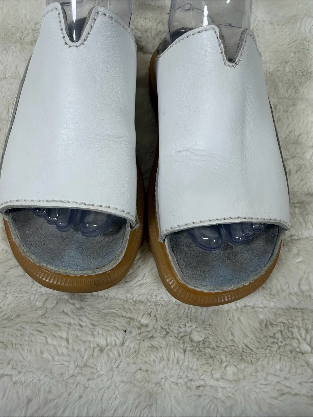 Dr Martens Vintage Y2k Sandals US 8 White Leather Chunky Sole Slip Ons Flower